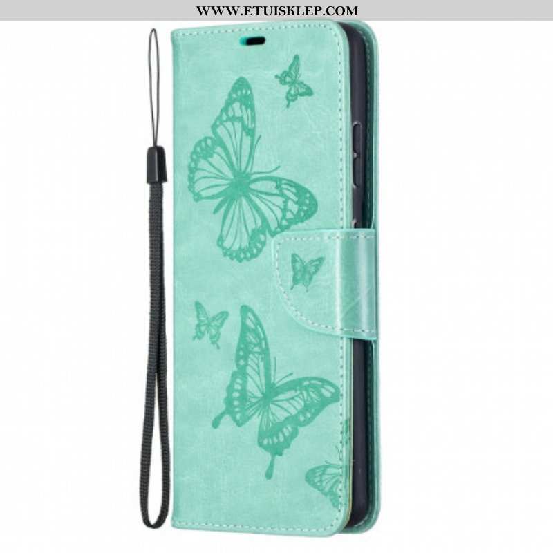Etui Folio do Samsung Galaxy S21 Ultra 5G Motyle W Locie Z Smyczą